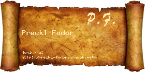 Preckl Fodor névjegykártya